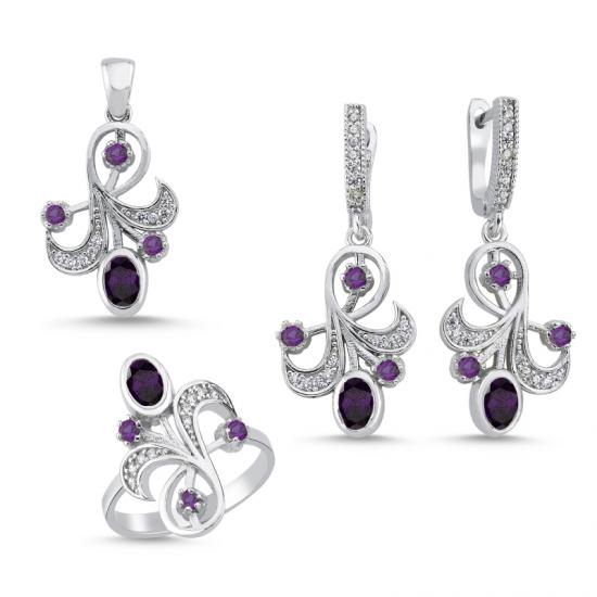 Gümüş Zirkon Taşlı Set