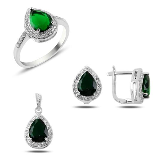 Gümüş Damla Zirkon Taşlı Set