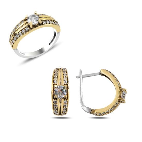 Gümüş Zirkon Taşlı Otantik Set