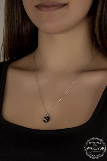 Kutaydan SWR Crystal 12 mm İris Green Yuvarlak Kadın Gümüş Kolye