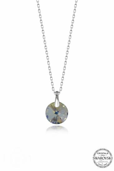Kutaydan SWR Crystal 12 mm Yuvarlak Yuvasız Kadın Gümüş Kolye