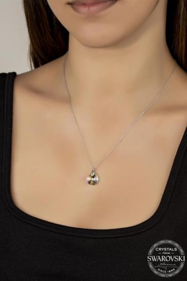 Kutaydan SWR Crystal 12 mm Yuvarlak Yuvasız Kadın Gümüş Kolye