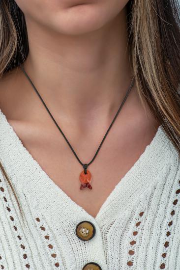 Swarovski® 6727 Fish Red Magma İpli Kolye