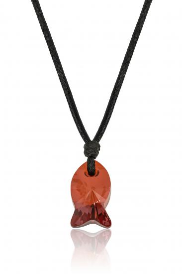 Swarovski® 6727 Fish Red Magma İpli Kolye