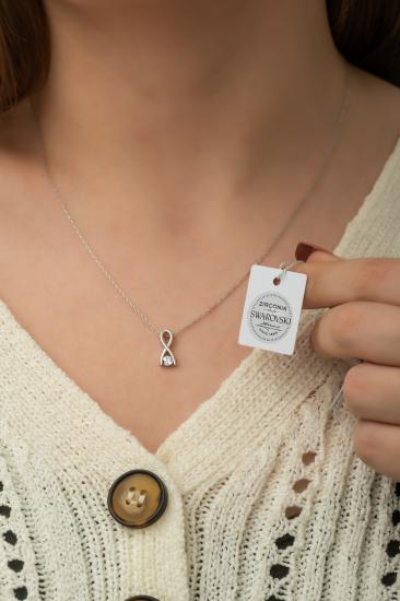 Swarovski Zirconia Tek Taş Sonsuzluk 925 Ayar Gümüş Kolye