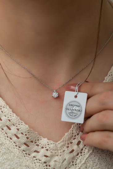 Swarovski Zirconia Tektaş Üç Tırnaklı 925 Ayar Gümüş Kolye