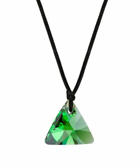 Swarovski® 6628 Xilion Triangle Emerald İpli Kolye