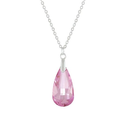 Swarovski® 6106 Pear-Shaped Lıght Rose Damla Kolye