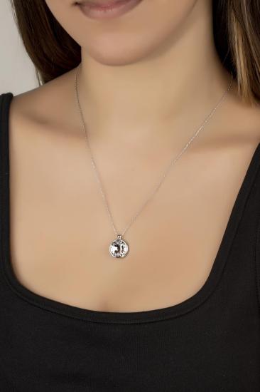 Kutaydan SWR Crystal 12 mm Çerveli Kadın Gümüş Kolye