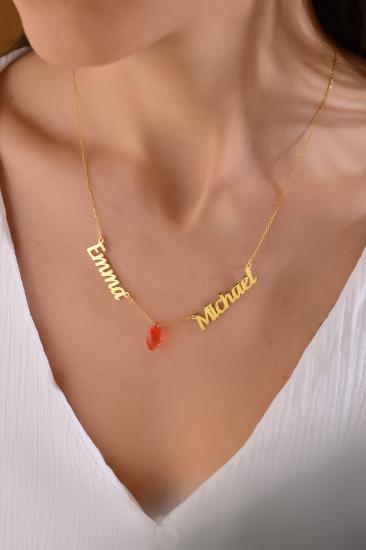 Kişiye Özel Swarovski Taşlı İki İsimli 925 Ayar Gümüş Kolye