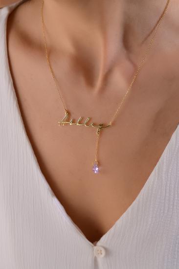 Kişiye Özel Swarovski Taşlı İmza İsimli 925 Ayar Gümüş Kolye