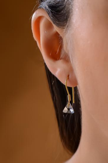 Swarovski Taşlı 6628 Xilion Triangle 925 Ayar Gümüş Küpe - Blue Shade