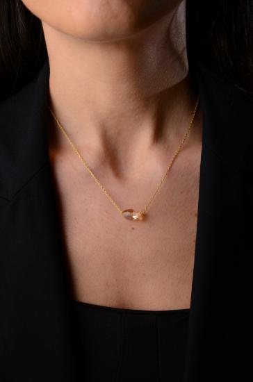 Swarovski® Taşlı 5727 Fish Golden Shadow 925 Ayar Gümüş Kolye