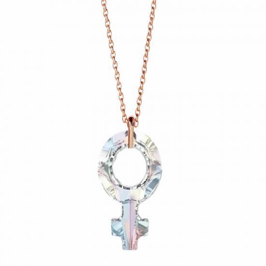 Swarovski 4876 JanJan Female Symbole Rose Kaplama Kolye