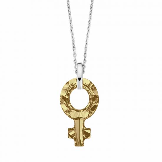 Swarovski 4876 Golden Shadow Female Symbole Gümüş Kolye