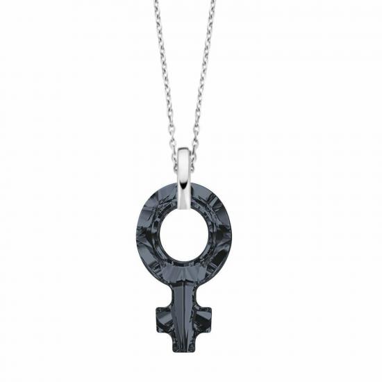 Swarovski® 4876 Silver Night Female Symbole Gümüş Kolye