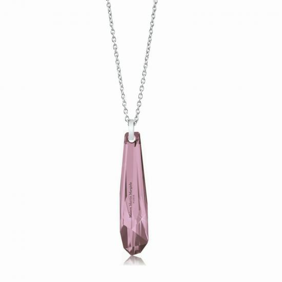 Swarovski® 6016 Antique Pink Crystalactite Gümüş Kolye