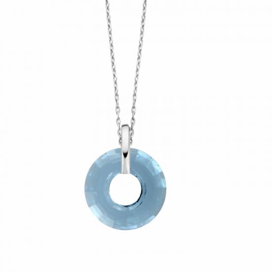 Swarovski® 6039 Aquamarine Disk Gümüş Kolye