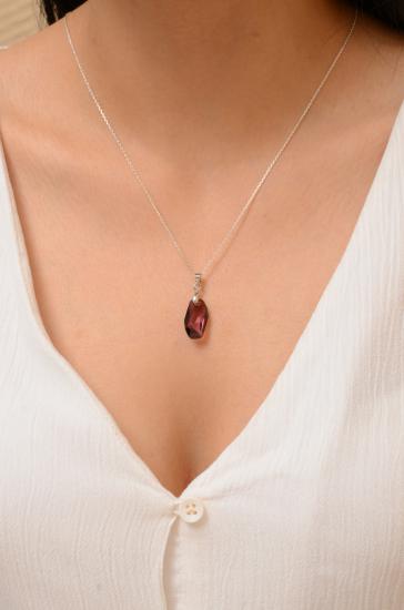 Swarovski® 6673 Meteor Antique Pink 925 Ayar Gümüş Kolye