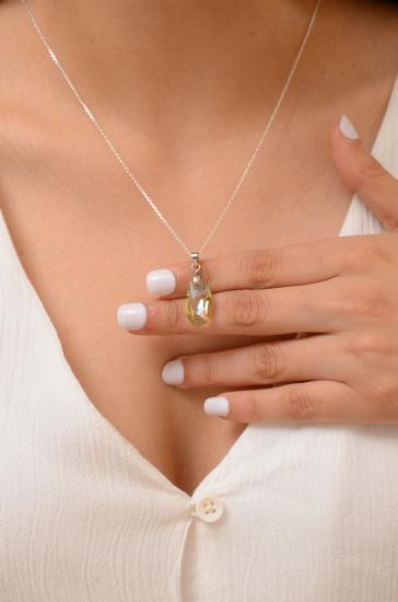 Swarovski® 6673 Meteor Luminous Green 925 Ayar Gümüş Kolye