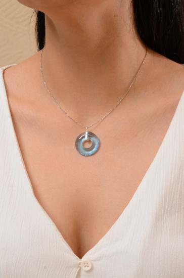 Swarovski® 6039 Disk Aquamarine 925 Ayar Gümüş Kolye