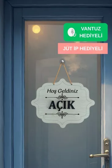 Ahşap Dekoratif Kesim Açık-Kapalı Yazısı