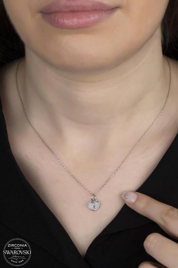 Kutaydan SWR Zirconia Kalbim Sana Kilitli Kadın Gümüş Kolye