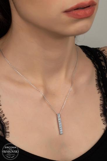 Kutaydan SWR Zirconia Çubuk Kadın Gümüş Kolye