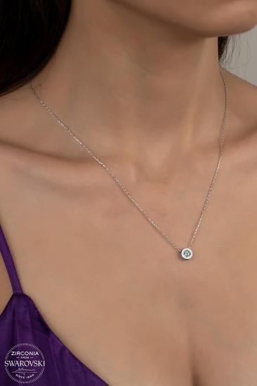 Kutaydan SWR Zirconia 0,36 CT Minimal Kadın Gümüş Kolye