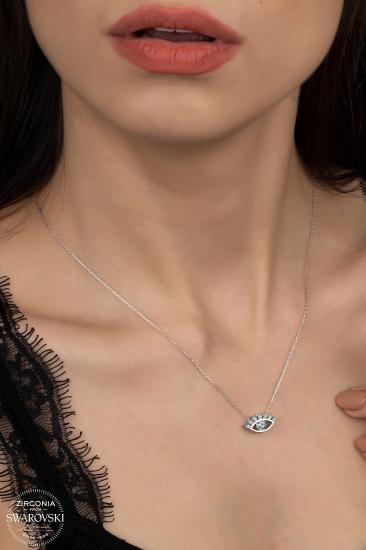 Kutaydan SWR Zirconia Şans Gözü Kadın Gümüş Kolye