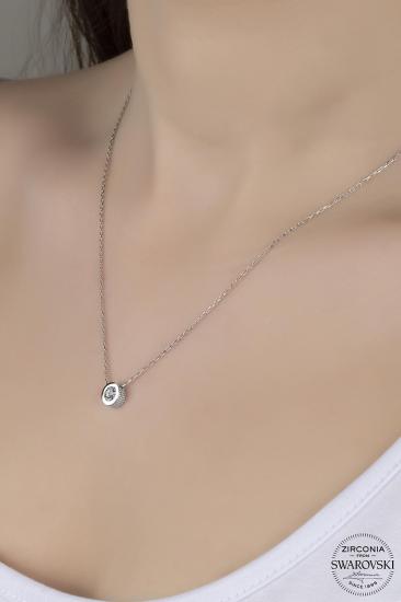 Kutaydan SWR Zirconia 0,36 CT Pırlanta Montür Kadın Gümüş Kolye