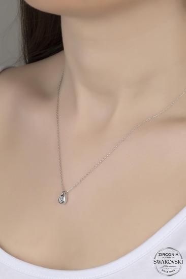 Kutaydan SWR Zirconia 0,84 CT Damla Kadın Gümüş Kolye