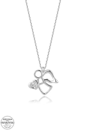 Kutaydan SWR Zirconia 0,25 CT Kalbin Bir Melek Kadın Gümüş Kolye