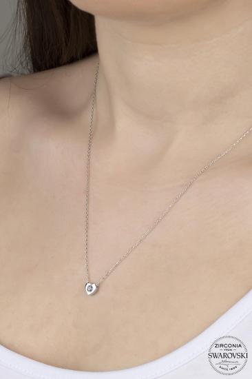 Kutaydan SWR Zirconia 0,36 CT Kalp Montür Kadın Gümüş Kolye