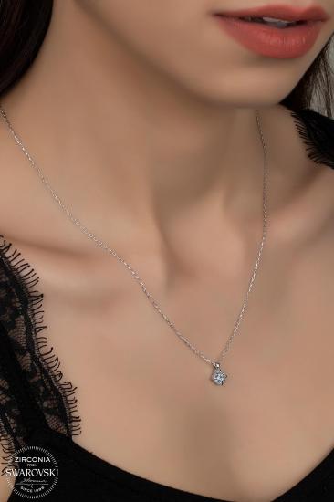 Kutaydan SWR Zirconia 0,66 CT Minimal Kadın Gümüş Kolye