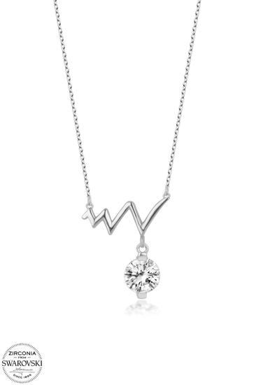 Kutaydan SWR Zirconia 0,66 CT Kalbimin Ritmi Kadın Gümüş Kolye