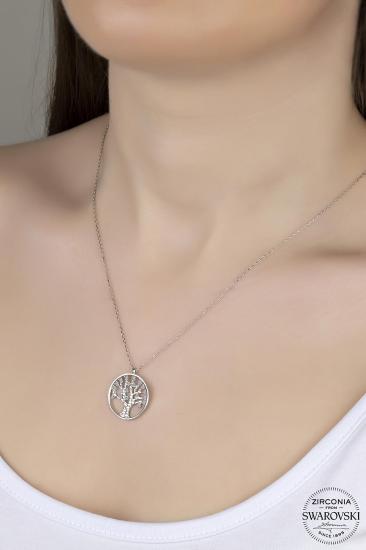 Kutaydan SWR Zirconia Patlatma Desenli Yaşam Ağacı Kadın Gümüş Kolye