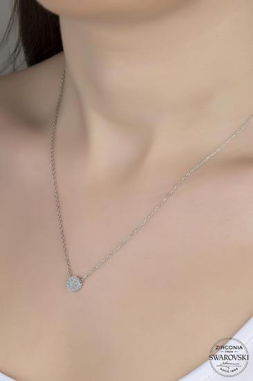 Kutaydan SWR Zirconia Pırlanta Montür Yuvarlak Kadın Gümüş Kolye