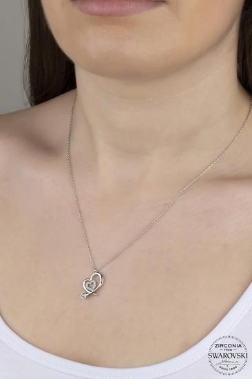 Kutaydan SWR Zirconia Kalbine Sarıldım Kadın Gümüş Kolye