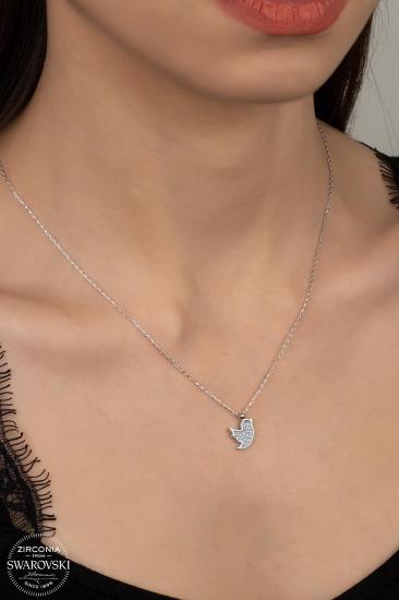 Kutaydan SWR Zirconia Kuş Misali Kadın Gümüş Kolye