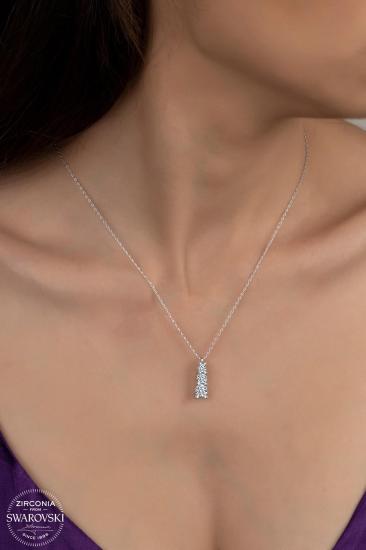 Kutaydan SWR Zirconia Üç Boylu Tria Kadın Gümüş Kolye
