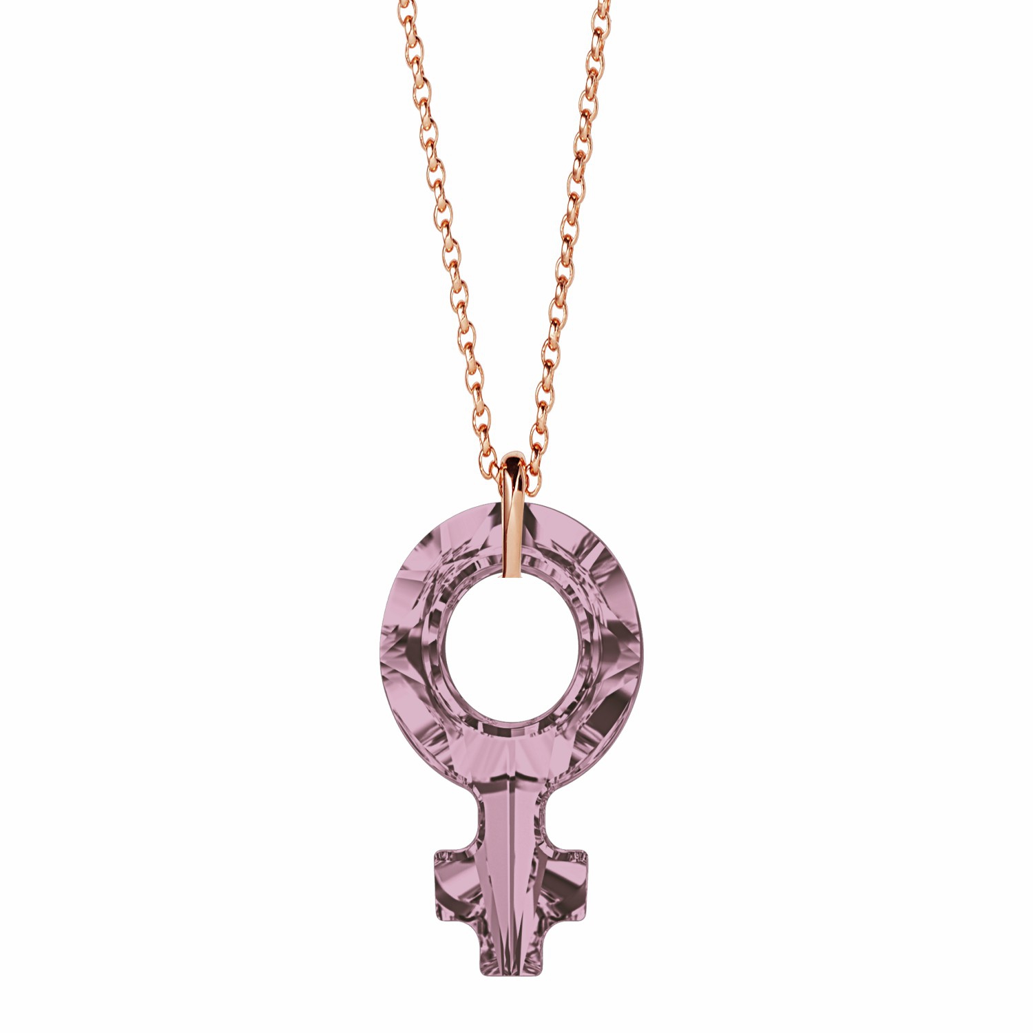 Swarovski 4876 Antique Pink Female Symbole Rose Kaplama Kolye