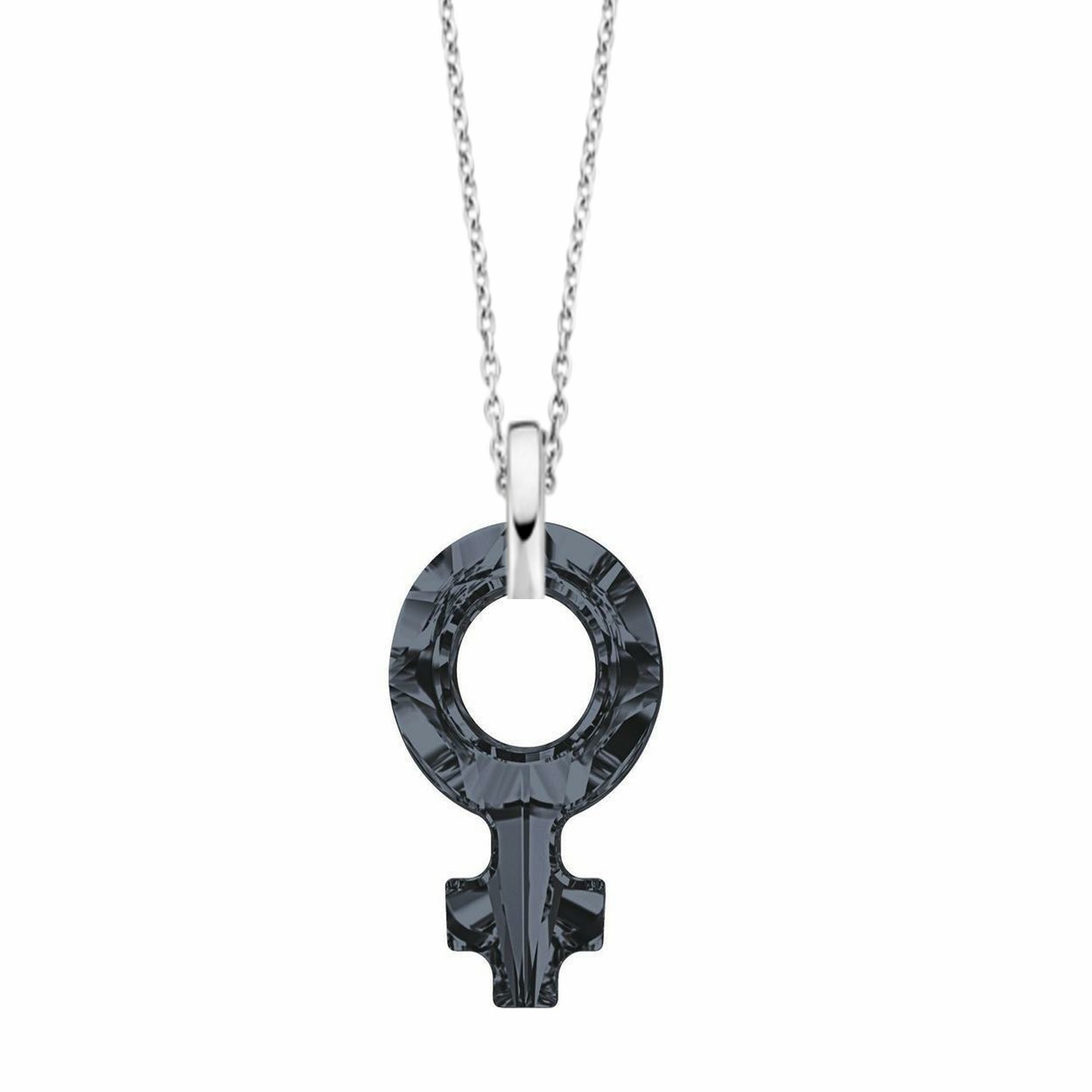 Swarovski® 4876 Silver Night Female Symbole Gümüş Kolye