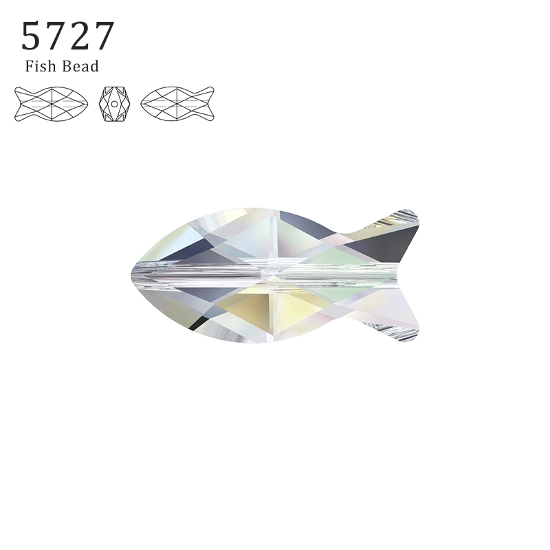 Swarovski® Taşlı 5727 Fish Capri Blue 925 Ayar Gümüş Kolye