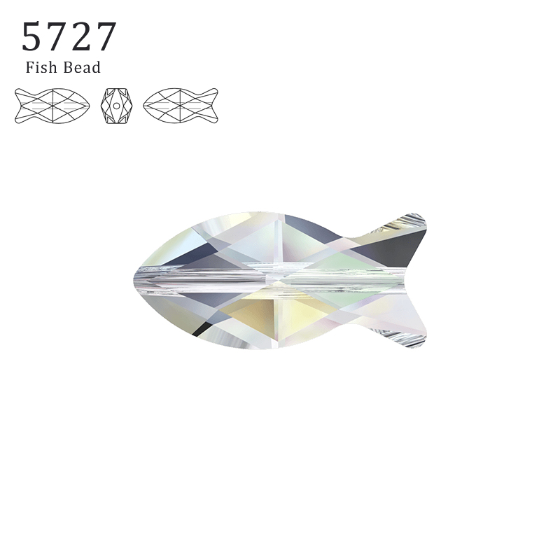 Swarovski® Taşlı 5727 Fish Jet 925 Ayar Gümüş Kolye