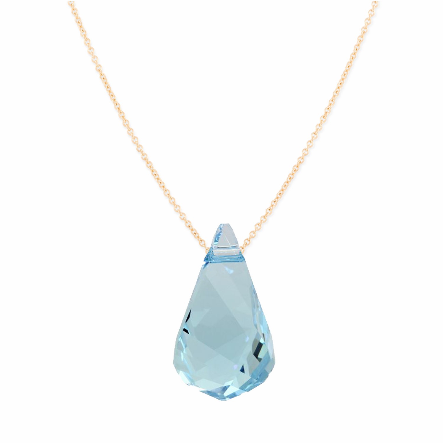 Swarovski® 6020 Aquamarine Helix Rose Kaplama Kolye