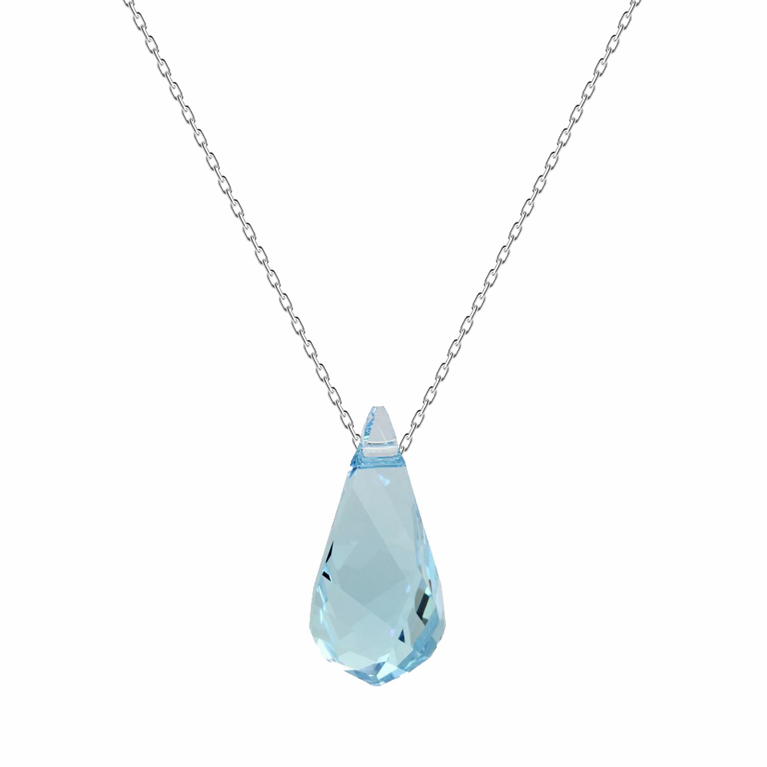 Swarovski® 6020 Aquamarine Helix Gümüş Kolye