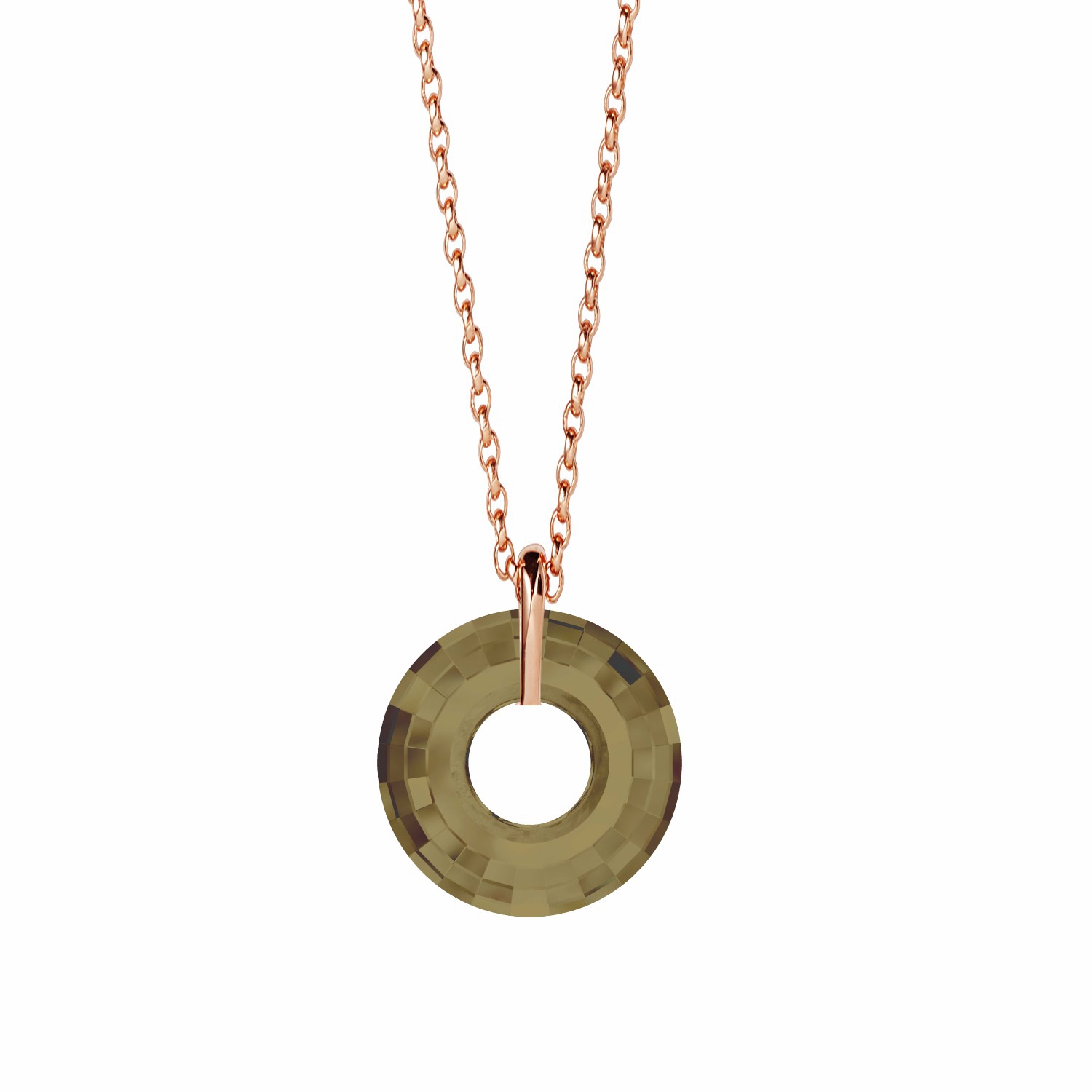 Swarovski® 6039 Bronze Shade Disk Rose Kolye