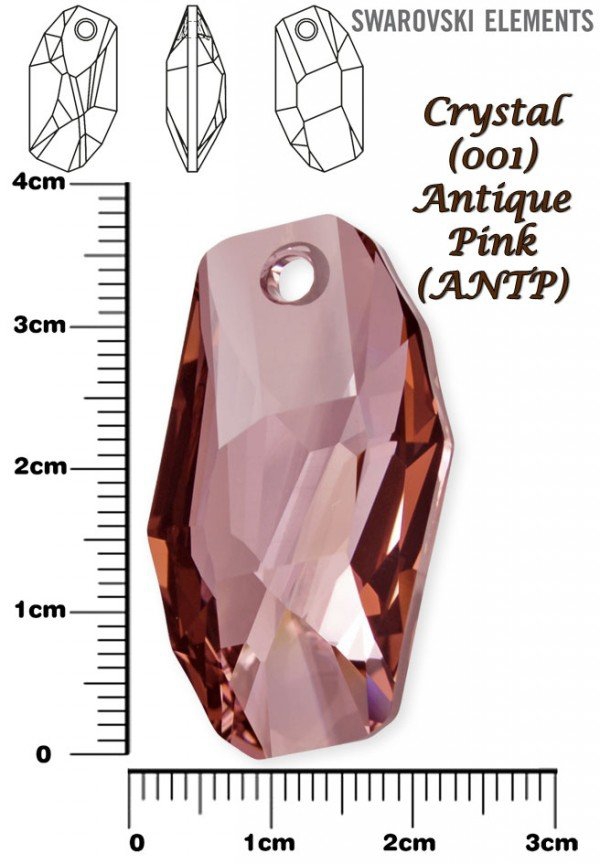 Swarovski Antique Pink 6673 Meteor İpli Kolye