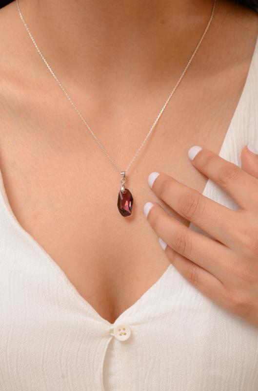 Swarovski® 6673 Meteor Antique Pink 925 Ayar Gümüş Kolye